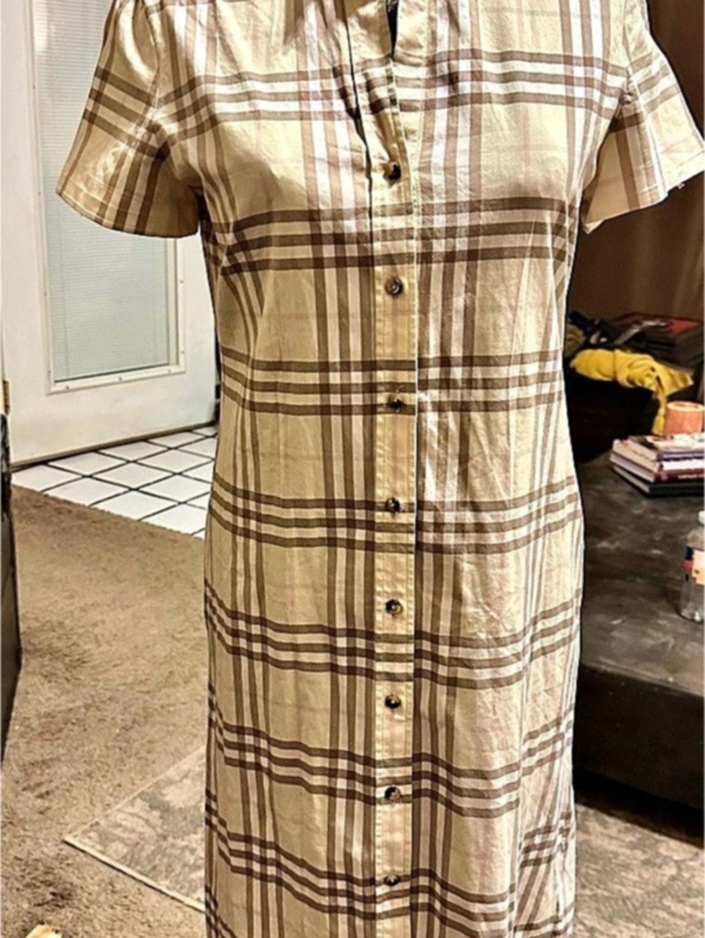 Burberry Plaid Midi Shirt Dress